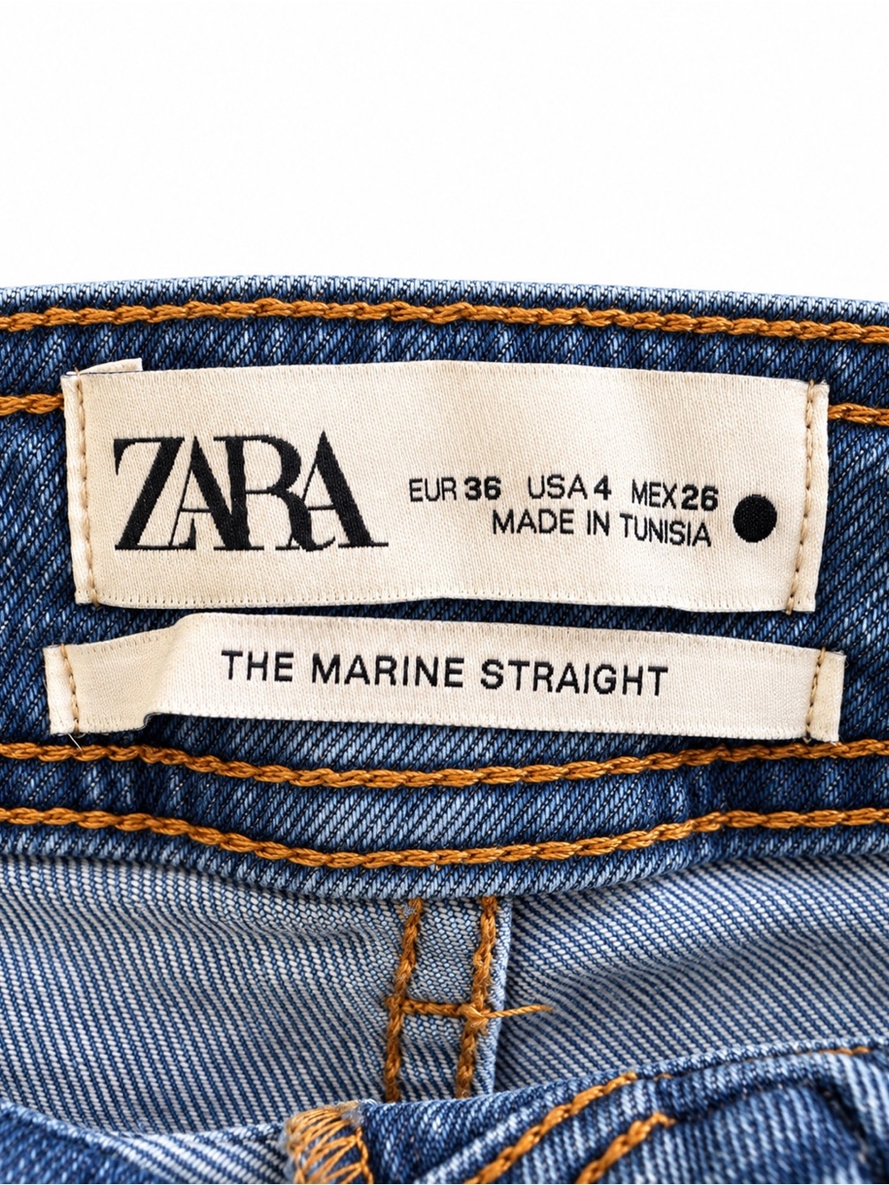 ZARA The Marine Straight Women’s Jeans - Blue with Contrast Stitching